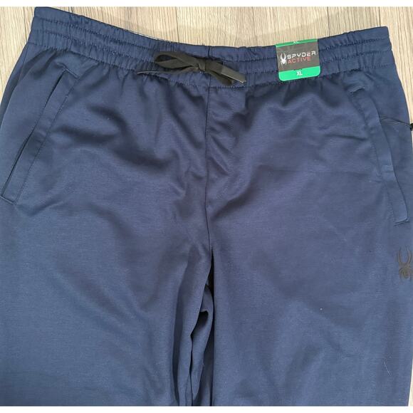 Spyder Active Men's Elastic Waistband Zippered Pockets Tapered Pants - Navy XL - Picture 5 of 8
